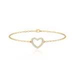 THEA - Lab Diamond Pave Heart Bracelet 18k Yellow Gold