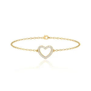THEA - Lab Diamond Pave Heart Bracelet 18k Yellow Gold