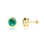 TYME - Bezel Edge Emerald Earrings 18k Yellow Gold