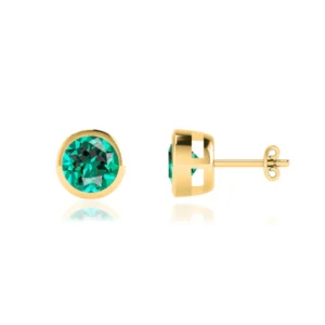 TYME - Bezel Edge Emerald Earrings 18k Yellow Gold