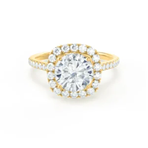 BLUSH Round Lab Diamond 18k Yellow Gold Petite Halo Ring