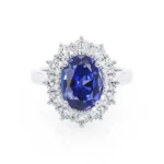 DIANA - Blue Sapphire & Lab Diamond 950 Platinum Halo