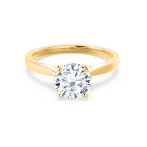 ELENA Round Lab Diamond Solitaire 18k Yellow Gold Cathedral Ring