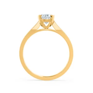 ELENA Round Lab Diamond Solitaire 18k Yellow Gold Cathedral Ring