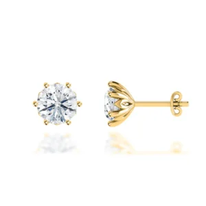 Eloise Round Lab Diamond 18k Yellow Gold Stud Earrings
