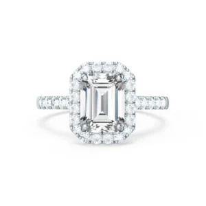 ESME Emerald Lab Diamond & Diamond 18k White Gold Halo