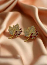 Ruby - Leaf Tops Pair Stud Earrings