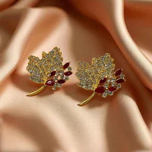 Ruby - Leaf Tops Pair Stud Earrings