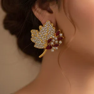 Ruby - Leaf Tops Pair Stud Earrings