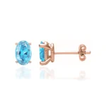 SAVANNAH - Oval Aqua Spinel 18k Rose Gold Stud Earrings