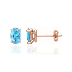 SAVANNAH - Oval Aqua Spinel 18k Rose Gold Stud Earrings