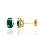SAVANNAH - Oval Emerald 18k Yellow Gold Stud Earrings
