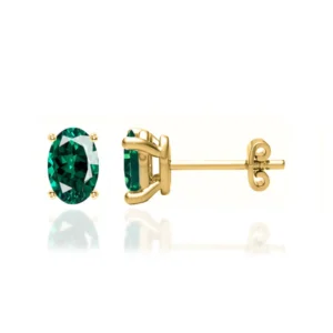 SAVANNAH - Oval Emerald 18k Yellow Gold Stud Earrings
