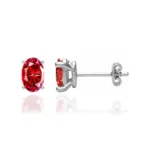 SAVANNAH - Oval Ruby 18k White Gold Stud Earrings