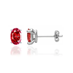 SAVANNAH - Oval Ruby 18k White Gold Stud Earrings
