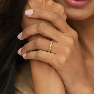 Verdure Engraved Diamond Ring in 14K Yellow Gold