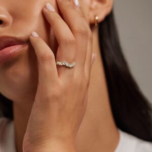 Olivetta Contoured Lab Diamond Ring in 14K Yellow Gold