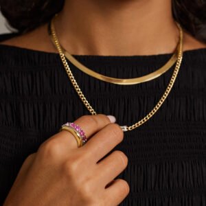 Luxe Burgundy Ombre Ring in 14K White Gold