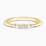 Cultured Pearl and Diamond Ring in 18K Yellow Gold