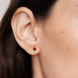 Garnet Birthstone Stud Earrings in 14K