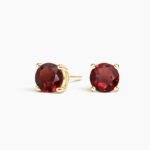 Solitaire Garnet Stud Earrings in 14K