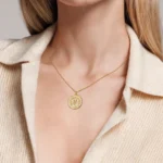 Lab Diamond Peace Medallion Necklace (3/8 ct. tw.) in 14K Yellow Gold