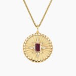Star Garnet Medallion Necklace in 14K Yellow Gold