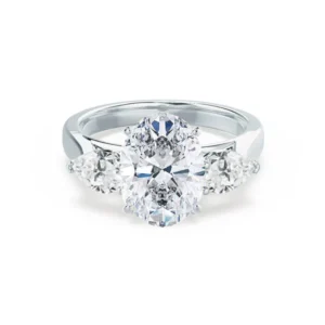 BLOSSOM Oval Lab Diamond & Pear Lab Diamond 18k White Gold Trilogy Ring