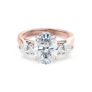 BLOSSOM Oval Lab Diamond & Pear Lab Diamond 18k Rose Gold Trilogy Ring