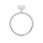 COCO Cushion Cut Lab Diamond 18k White Gold Petite Hidden Halo Triple Pavé