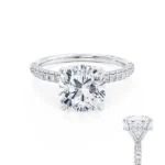 COCO Cushion Cut Lab Diamond Platinum Petite Hidden Halo Triple Pavé