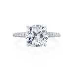 COCO Cushion Cut Lab Diamond Platinum Petite Hidden Halo Triple Pavé