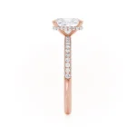 COCO Elongated Cushion Cut Lab Diamond 18k Rose Gold Petite Hidden Halo Triple Pavé