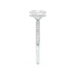 COCO Elongated Cushion Cut Lab Diamond 18k White Gold Petite Hidden Halo Triple Pavé