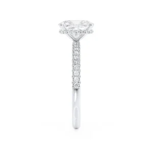 COCO Elongated Cushion Cut Lab Diamond 18k White Gold Petite Hidden Halo Triple Pavé