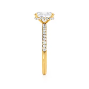 COCO Elongated Cushion Cut Lab Diamond 18k Yellow Gold Petite Hidden Halo Triple Pavé