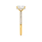 COCO Elongated Cushion Cut Lab Diamond 18k Yellow Gold Petite Hidden Halo Triple Pavé