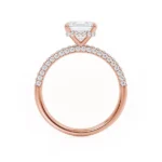 COCO Princess Lab Diamond 18k Rose Gold Hidden Halo Triple Pavé Shoulder Set
