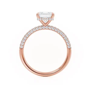 COCO Princess Lab Diamond 18k Rose Gold Hidden Halo Triple Pavé Shoulder Set