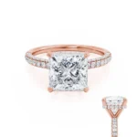 PARIS Princess Lab Diamond 18k Rose Gold Petite Hidden Halo