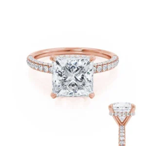 PARIS Princess Lab Diamond 18k Rose Gold Petite Hidden Halo