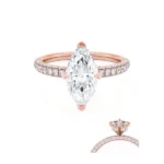 COCO Cushion Cut Lab Diamond 18k Rose Gold Petite Hidden Halo Triple Pavé