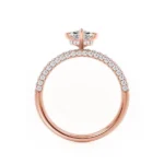 COCO Cushion Cut Lab Diamond 18k Rose Gold Petite Hidden Halo Triple Pavé