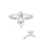 COCO Marquise Lab Diamond 18K White Gold Triple Pavé Hidden Halo