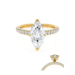COCO Marquise Lab Diamond 18K Yellow Gold Triple Pavé Hidden Halo