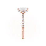 COCO Emerald Lab Diamond & Diamond 18k Rose Gold Hidden Halo Triple Pavé Ring