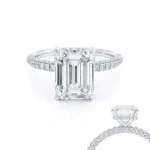 COCO Emerald Lab Diamond & Diamond Platinum Hidden Halo Triple Pavé Ring
