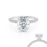 COCO Oval Lab Diamond Platinum Petite Hidden Halo Triple Pavé Shoulder Set
