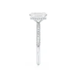 COCO Emerald Lab Diamond & Diamond Platinum Hidden Halo Triple Pavé Ring