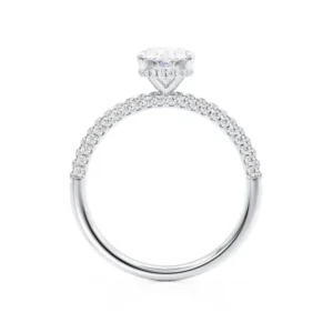 COCO Oval Lab Diamond Platinum Petite Hidden Halo Triple Pavé Shoulder Set